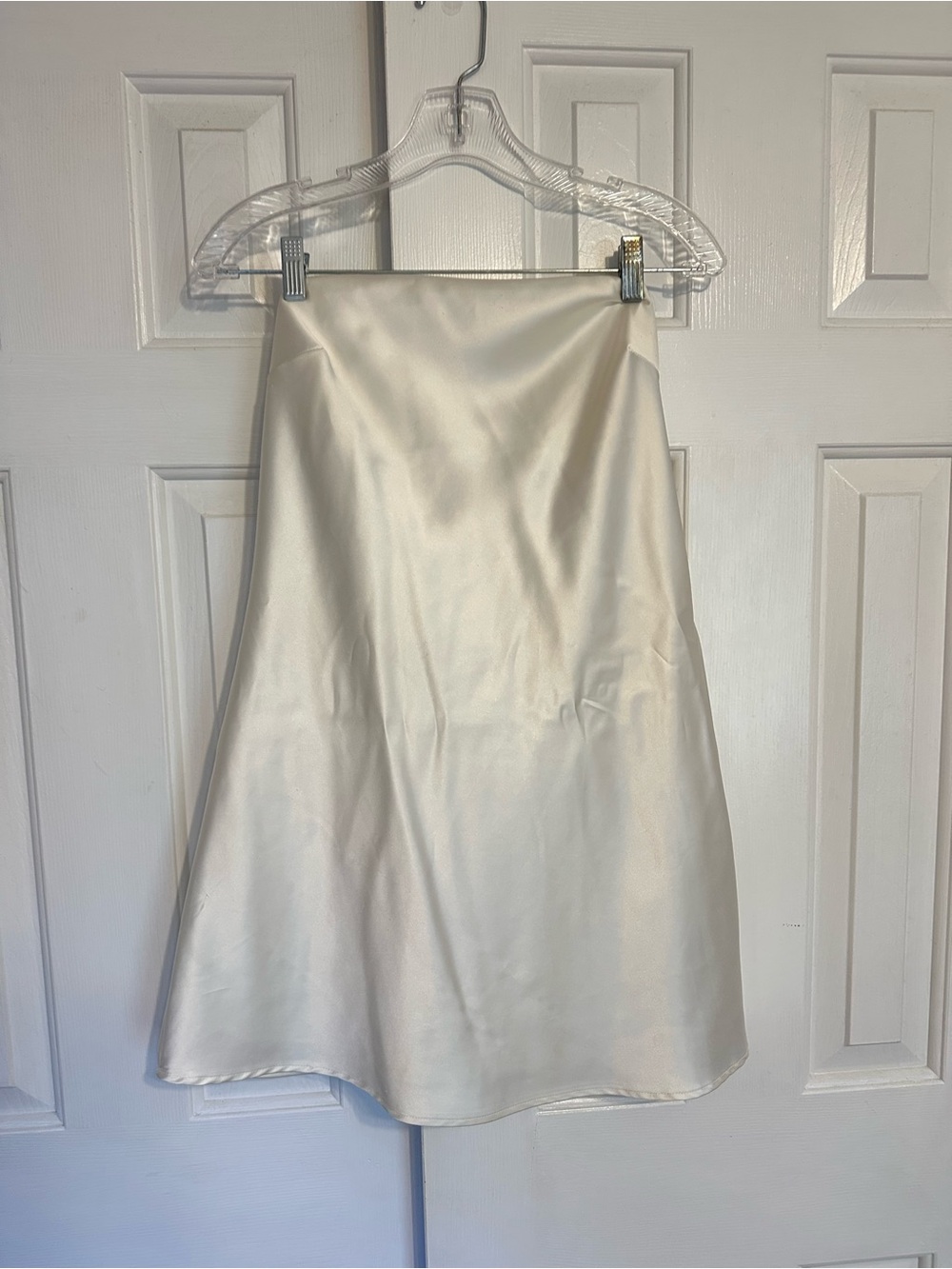Satin Strapless Dress in Cream